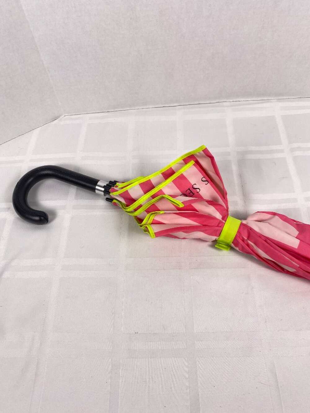 Victoria's Secret Pink/Lime Striped Parasol Umbrella - Picture 6 of 8
